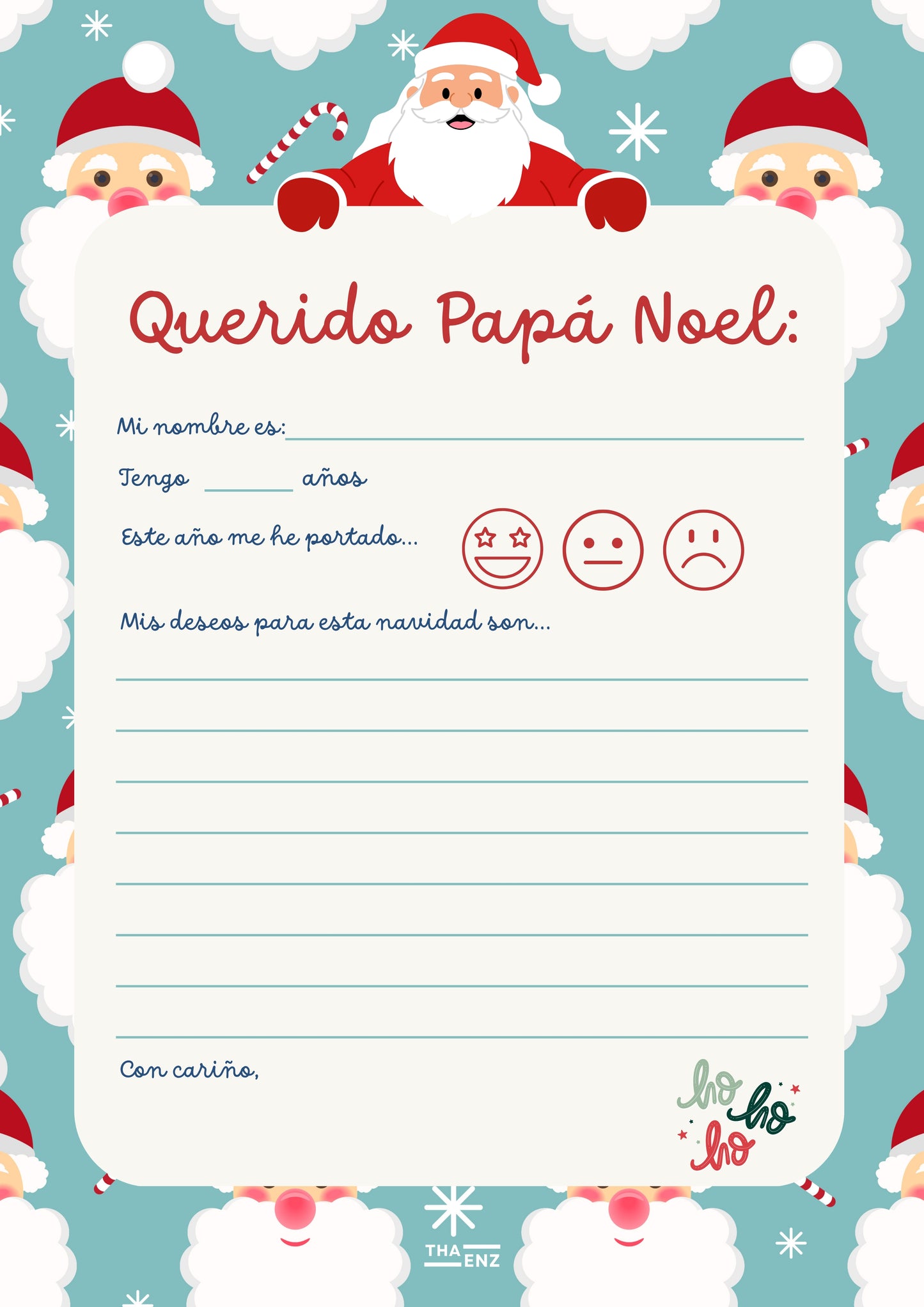 Carta imprimible Papá Noel