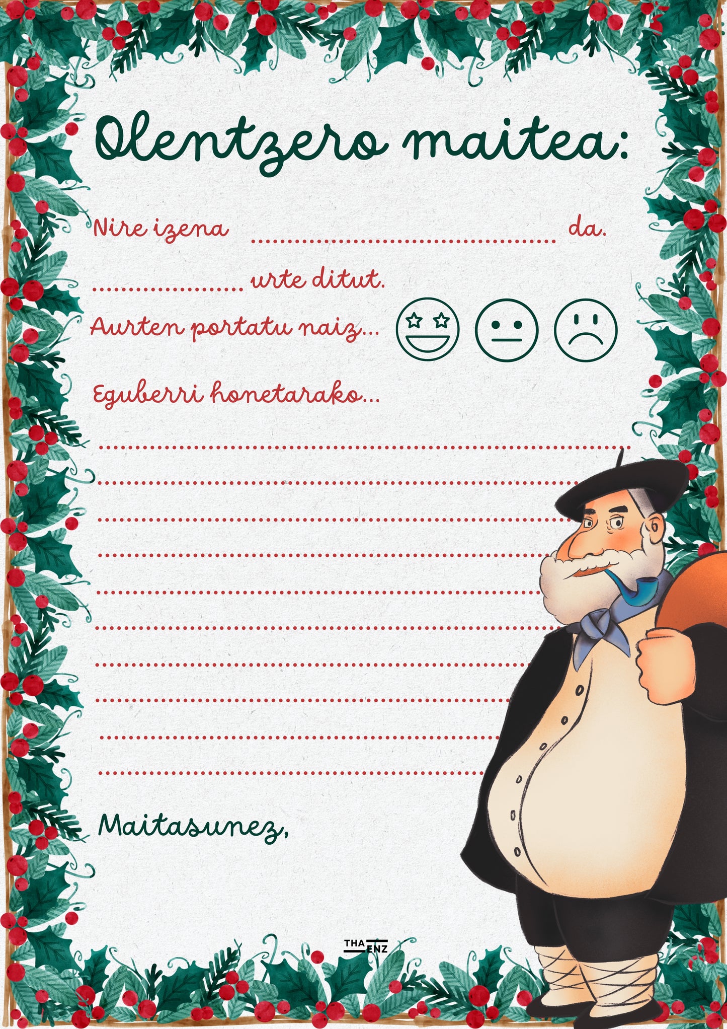 Carta imprimible Olentzero