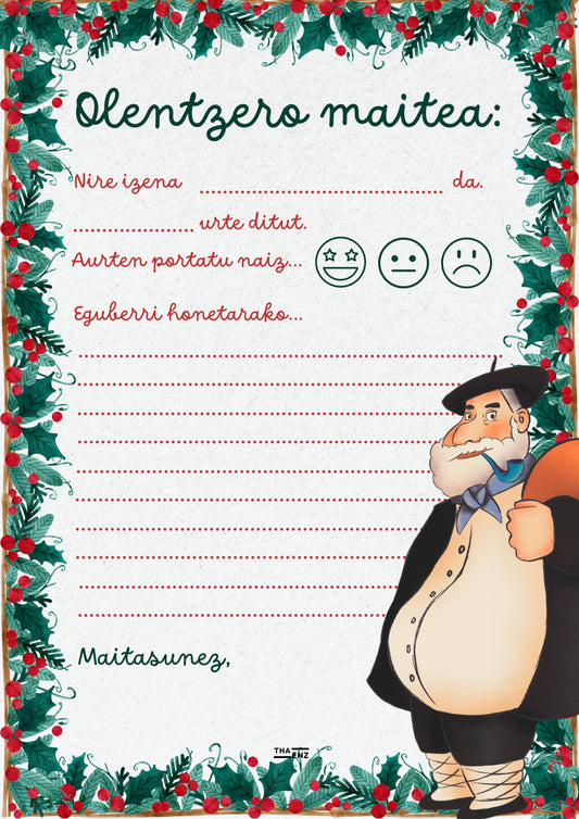 Carta imprimible Olentzero