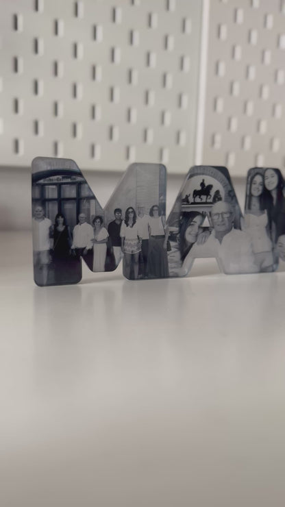 Palabra MAMÁ con fotos personalizada en metacrilato